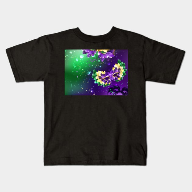 Background with Fluffy Masks ( Mardi Gras ) Kids T-Shirt by Blackmoon9